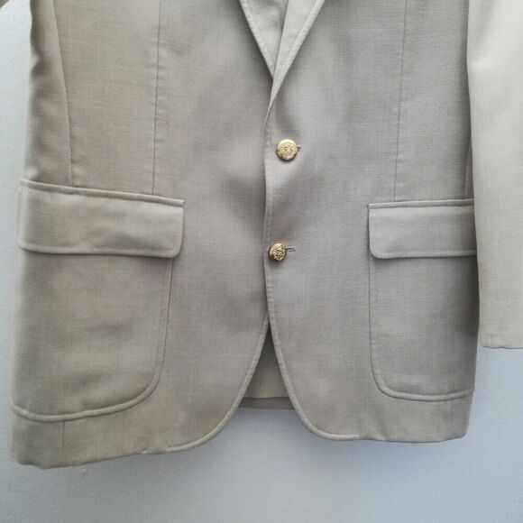 John Alexander Beige Convertible Collar 5 pocket 2-Button Suit Jacket - Picture 5 of 12